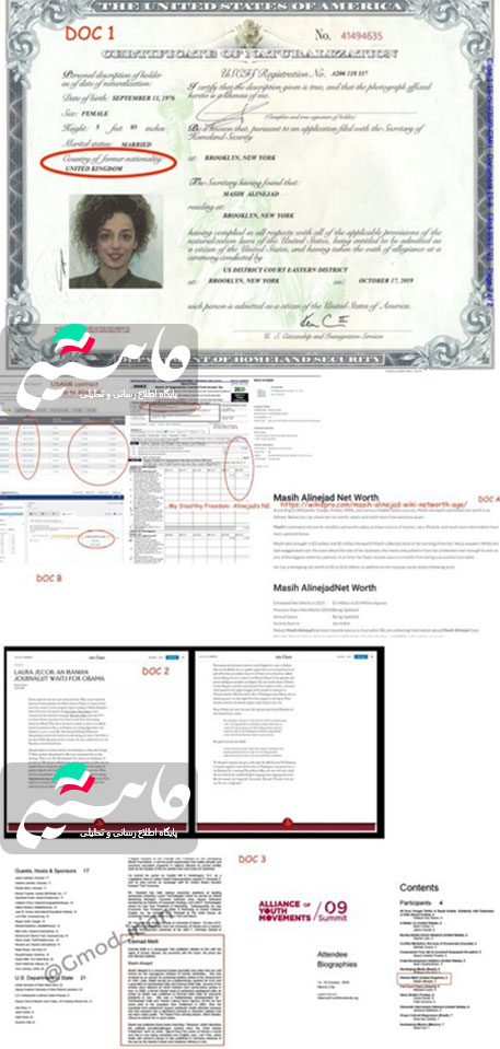 دارایی مسیح علینژاد در امریکا